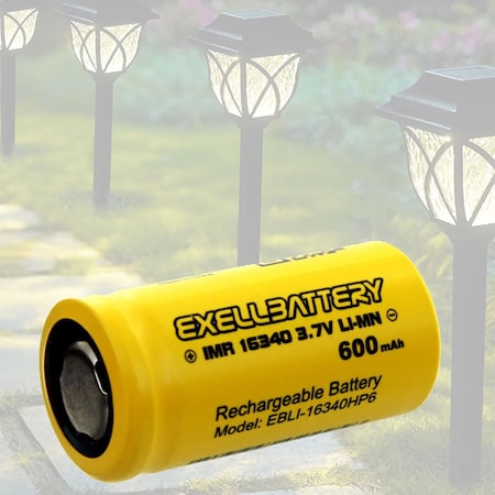 Exell Battery 3.7V 16340 Li-Ion 600mAh Rechargeable Solar Light Battery EBLI-16340HP6_SOLAR